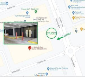 Bunnings studio location map and overlayed image of doorway.